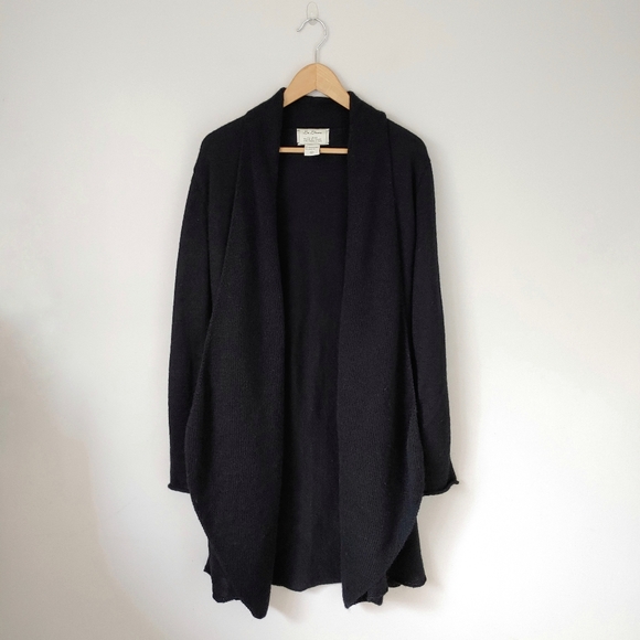 La Llama Alpaca Wool Long Cardigan Sweater - Black Size Large - Picture 2 of 13